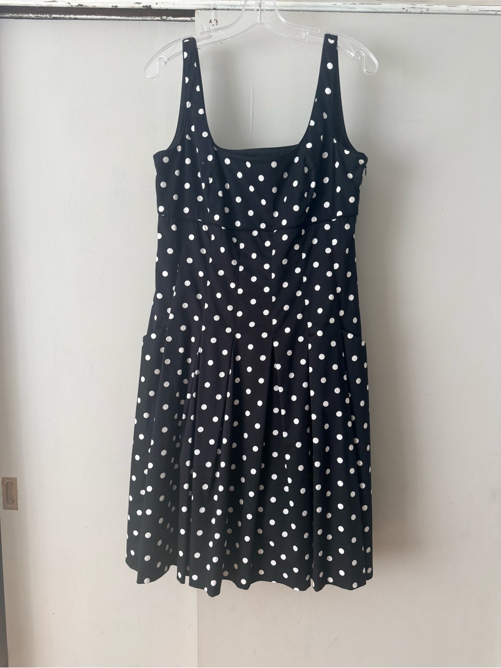 Ralph Lauren Polka Dot Square Neck A-Line Mini Dress - Black/White Size 12 - Picture 3 of 6